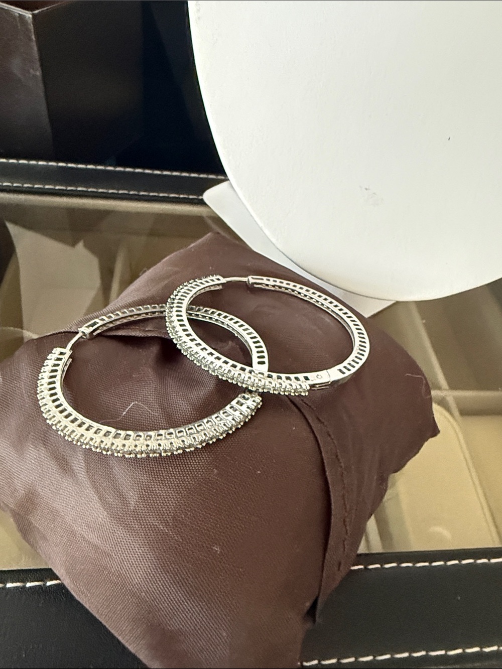 Silver Crystal Hoop Earrings - Women's Jewelry